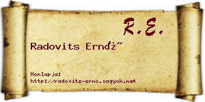 Radovits Ernő névjegykártya